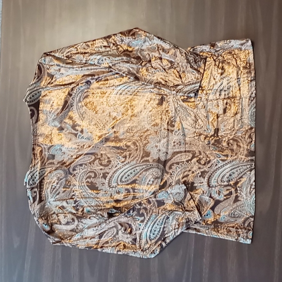 Pamela McCoy 3/4 Sleeve Metallic Brown Paisley Top L - Picture 2 of 5